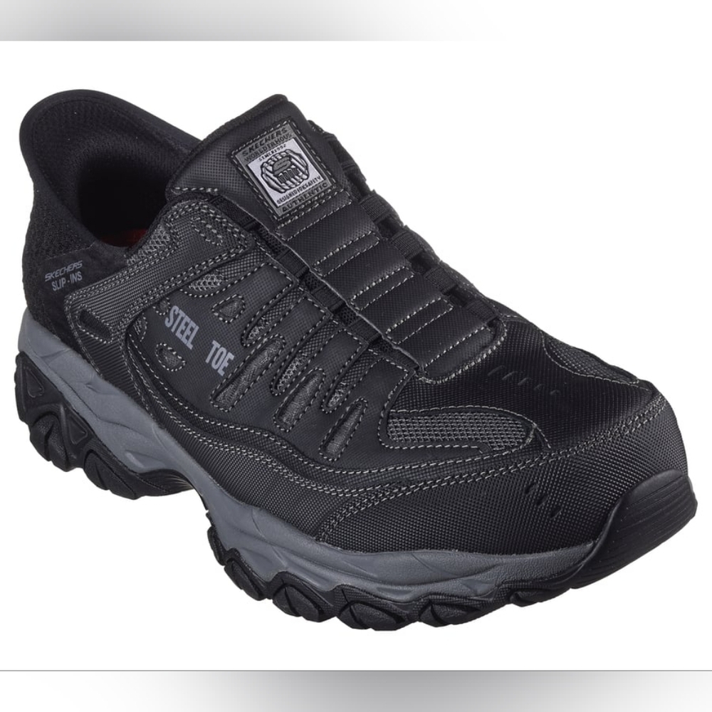 NEW! Skechers Work Men's Black Athletic Steel Toe Shoes